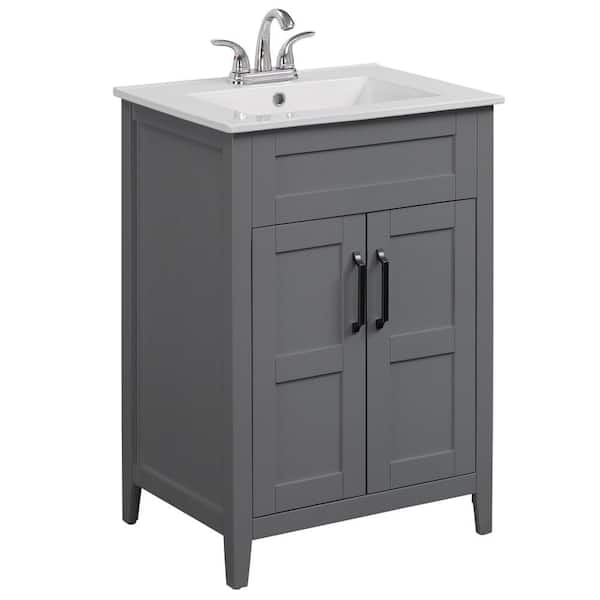 Twin Star Home 24 in. W x 18 in. D x 34 in. H Single Bathroom Vanity Top in Huron Gray with Sink Included