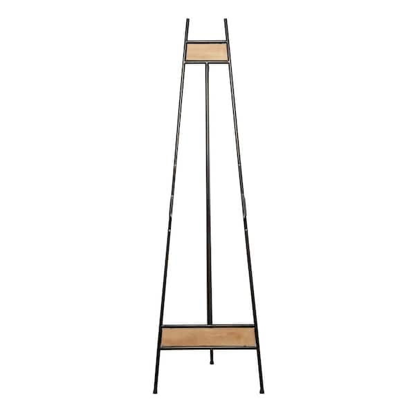 Litton Lane Black Metal Extra Large Free Standing Adjustable Display Stand Easel with Chain Support and Wood Accents