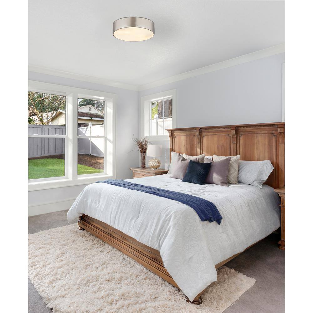 Harley 20" Brushed Nickel Steel Drum Flush Mount Ceiling Light