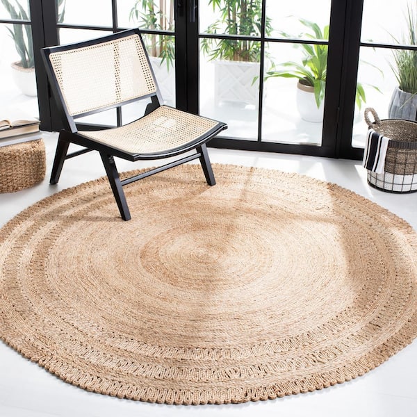 Natural Fiber 10 ft. x 10 ft. Natural Solid Color Round Area Rug