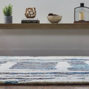 Shag Gray/Blue 2 ft. 6 in. x 10 ft. Abstract Area Rug