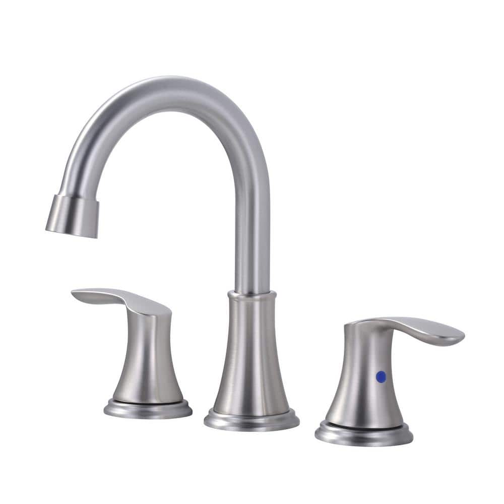 Brushed Nickel 8 in. Widespread Double Handle Bathroom Faucet