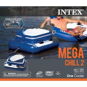 Blue Inflatable Vinyl Mega Chill II 72 Can Beverage Cooler Float with Lid