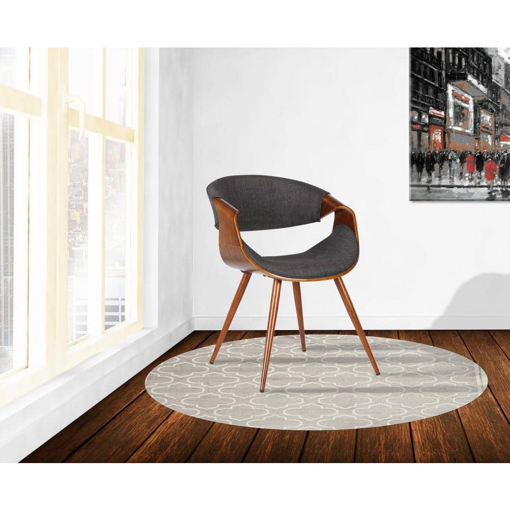 Butterfly 29 in. Charcoal Fabric and Walnut Wood Finish Mid-Century Dining 