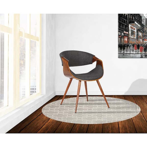 Armen Living Butterfly 29 in. Charcoal Fabric and Walnut Wood Finish Mid-Century Dining Chair