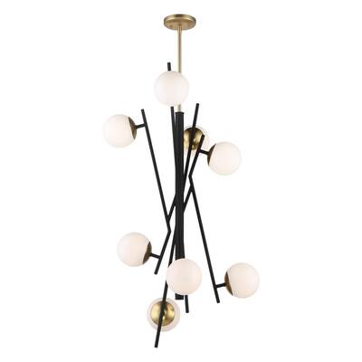 Alluria 48-Watt Integrated LED Weathered Coal and Autumn Gold Cluster Chandelier with Etched Opal Glass Globe Shades