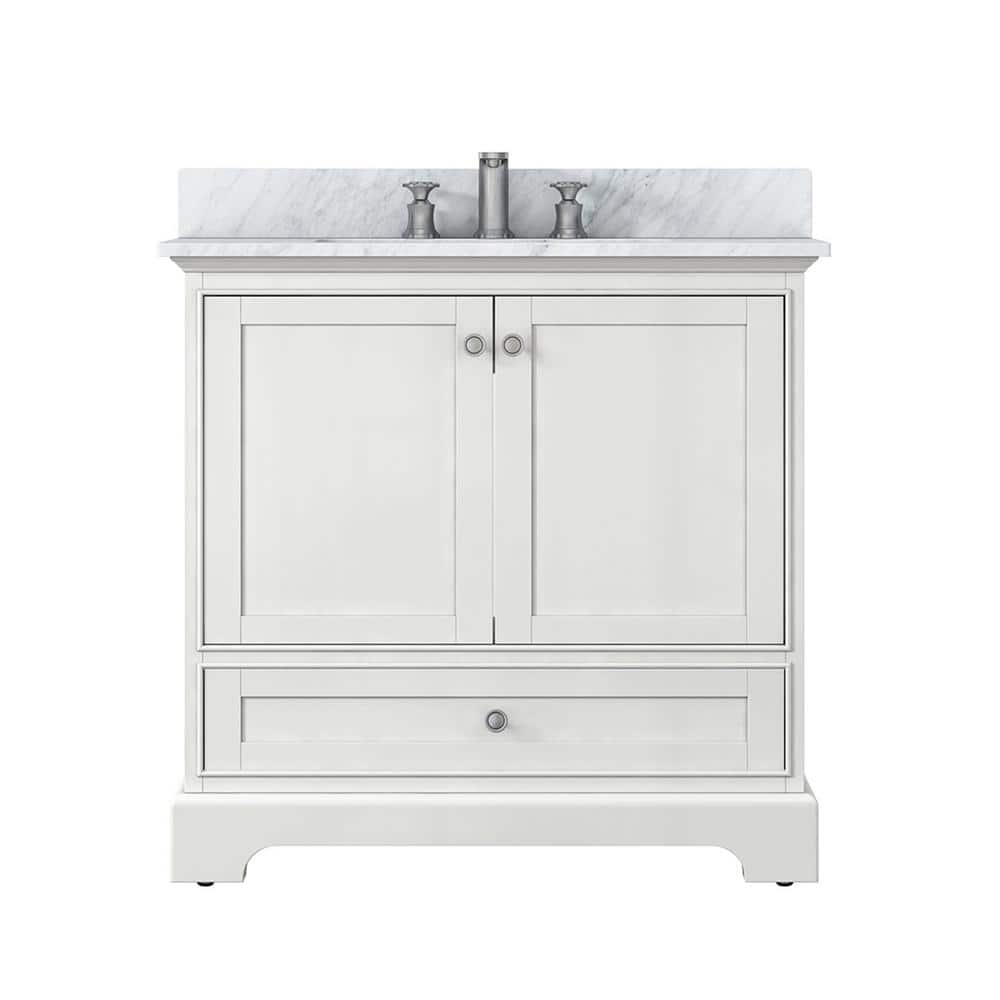 ANGELES HOME 36 in. W x 22 in. D x 34 in. H Solid Wood Bath Vanity in ...
