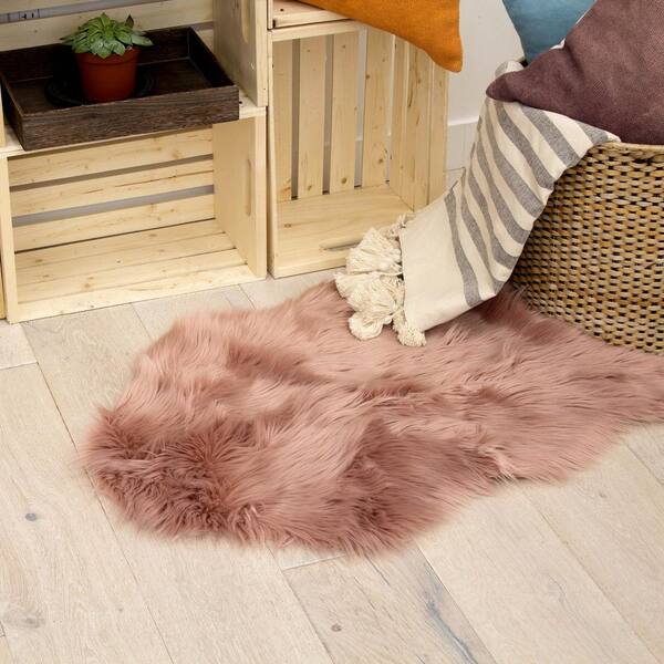 Faux Fur Shag Blush 2 ft. x 3 ft. Shaped Accent Rug