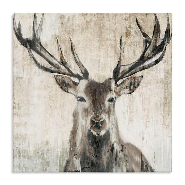 Rustic Deer Elk Wildlife Portrait by Liz Jardine Unframed Graphic Art Print Animal 24 in. x 24 in.