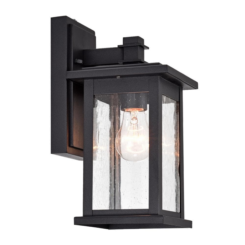 6 in. W 1-Light Black Sconce with Seeded Glass Shade and Dusk to Dawn Sensor price history on PriceWatchPro