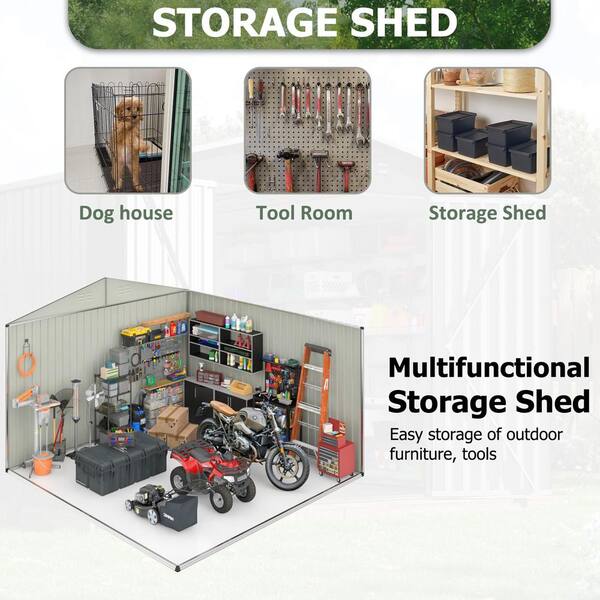 VIWAT 8 ft. W x 6 ft. D Outdoor Metal Shed Storage with