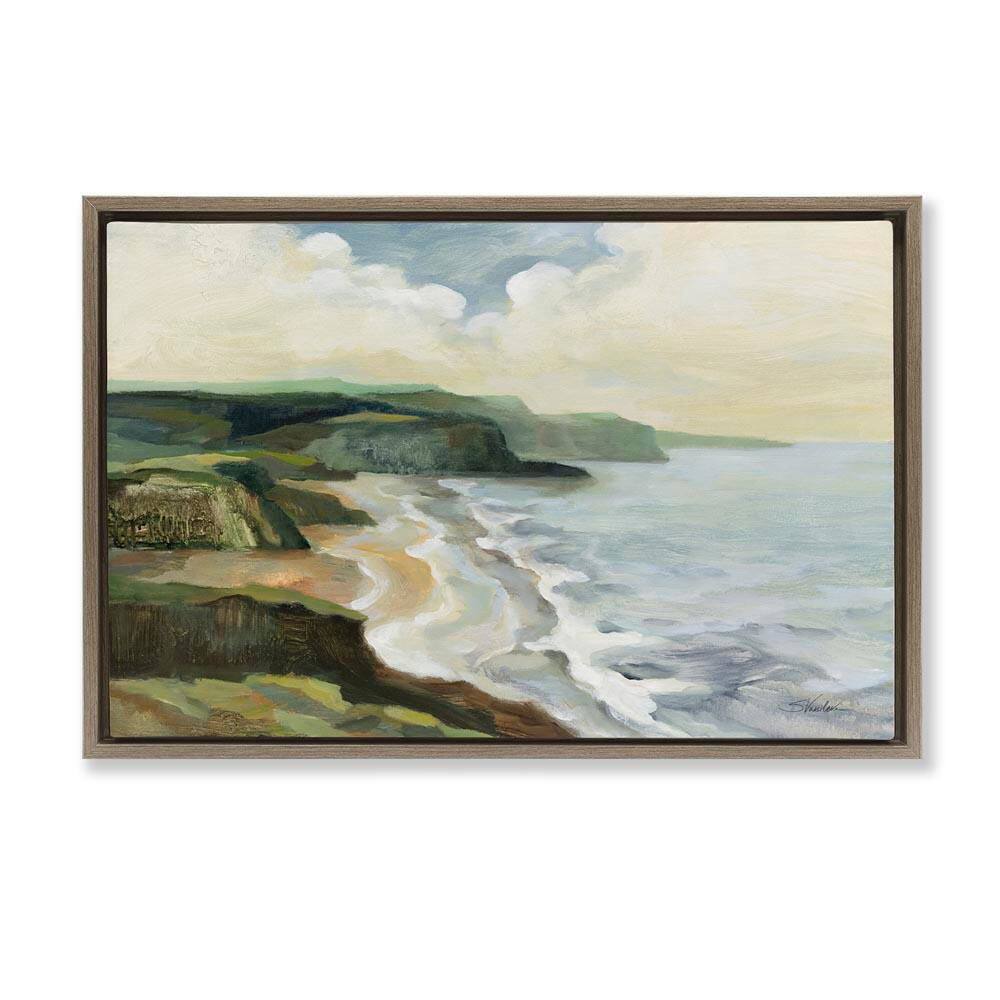 Irish Coast Cliffs by Silvia Vassileva Brown Floater Frame Graphic Art Print Nature 17 in. x 25 in. price history on PriceWatchPro