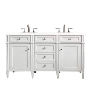 Brittany 60.0 in. W x 23.5 in. D x 34 in. H Double Bathroom Vanity in Bright White with White Zeus  Quartz Top