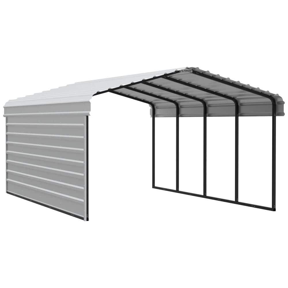 Eggshell 12' x 20' Galvanized Steel Carport Kit with Black Frame