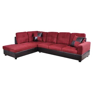 104 in. Square Arm 2-Piece Fabric L-Shaped Sectional Sofa in Red