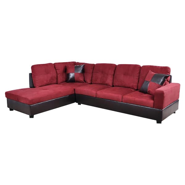 Star Home Living 104 in. Square Arm 2-Piece Fabric L-Shaped Sectional Sofa in Red