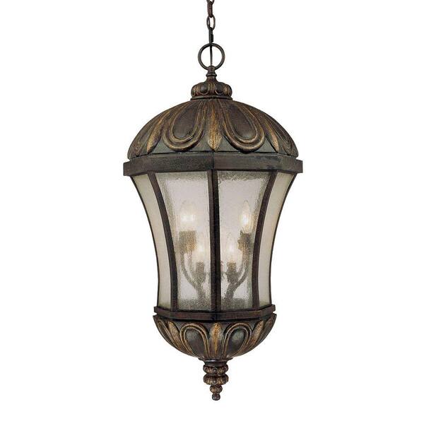 Illumine 8-Light Outdoor Hanging Old Tuscan Lantern with Pale Cream Seeded Glass