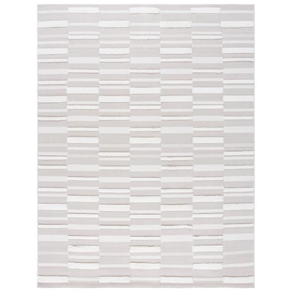 Trends 10 ft. x 14 ft. Beige/Ivory High-Low Striped Area Rug