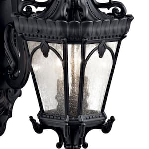 Tournai 2-Light Textured Black Outdoor Hardwired Wall Lantern Sconce with No Bulbs Included (1-Pack)