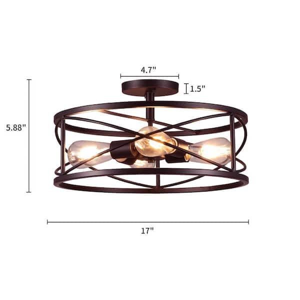 caged drum flush mount light