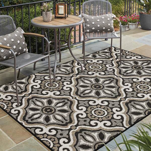 Deep Grey Outdoor Indoor Area Rug Patio Rugs Washable Woven - Temu