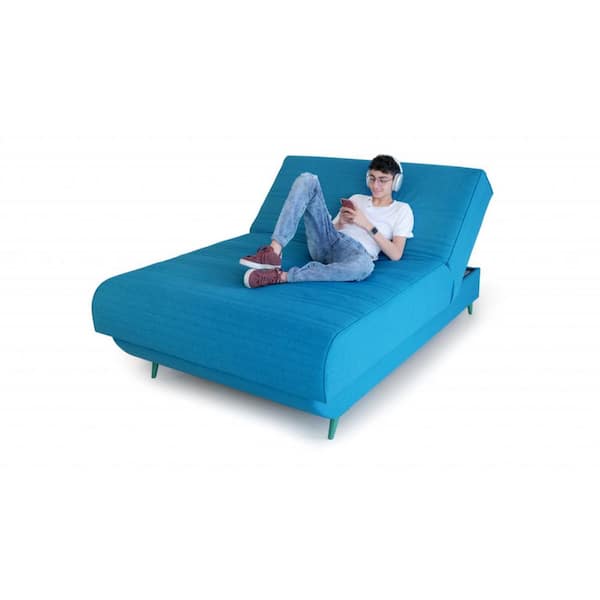 HomeRoots Amelia Aqua Blue Adjustable Hybrid Storage Bed with Full Mattress