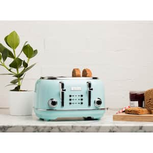 Heritage 1500-Watt 4-Slice Turquoise Wide Slot Retro Toaster with Removable Crumb Tray and Browning Control