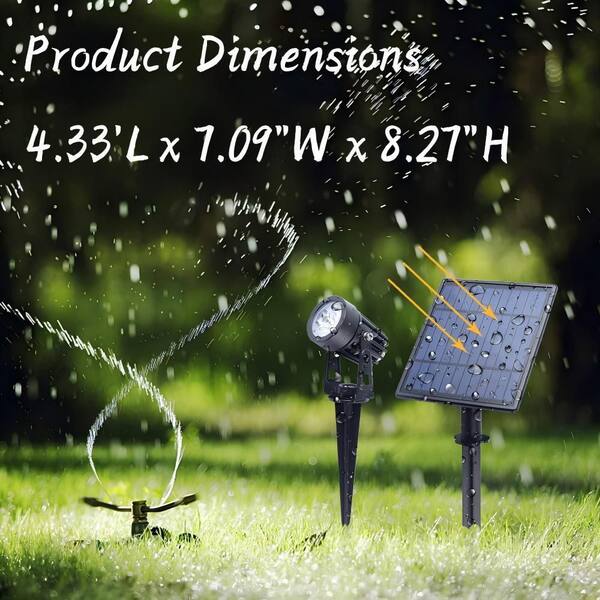 OGETFUUR 2-Pack Outdoor Metal Solar Spot Lights, 9.8 ft. Cable, Low Voltage, IP65 Waterproof, Auto On/Off, Warm White