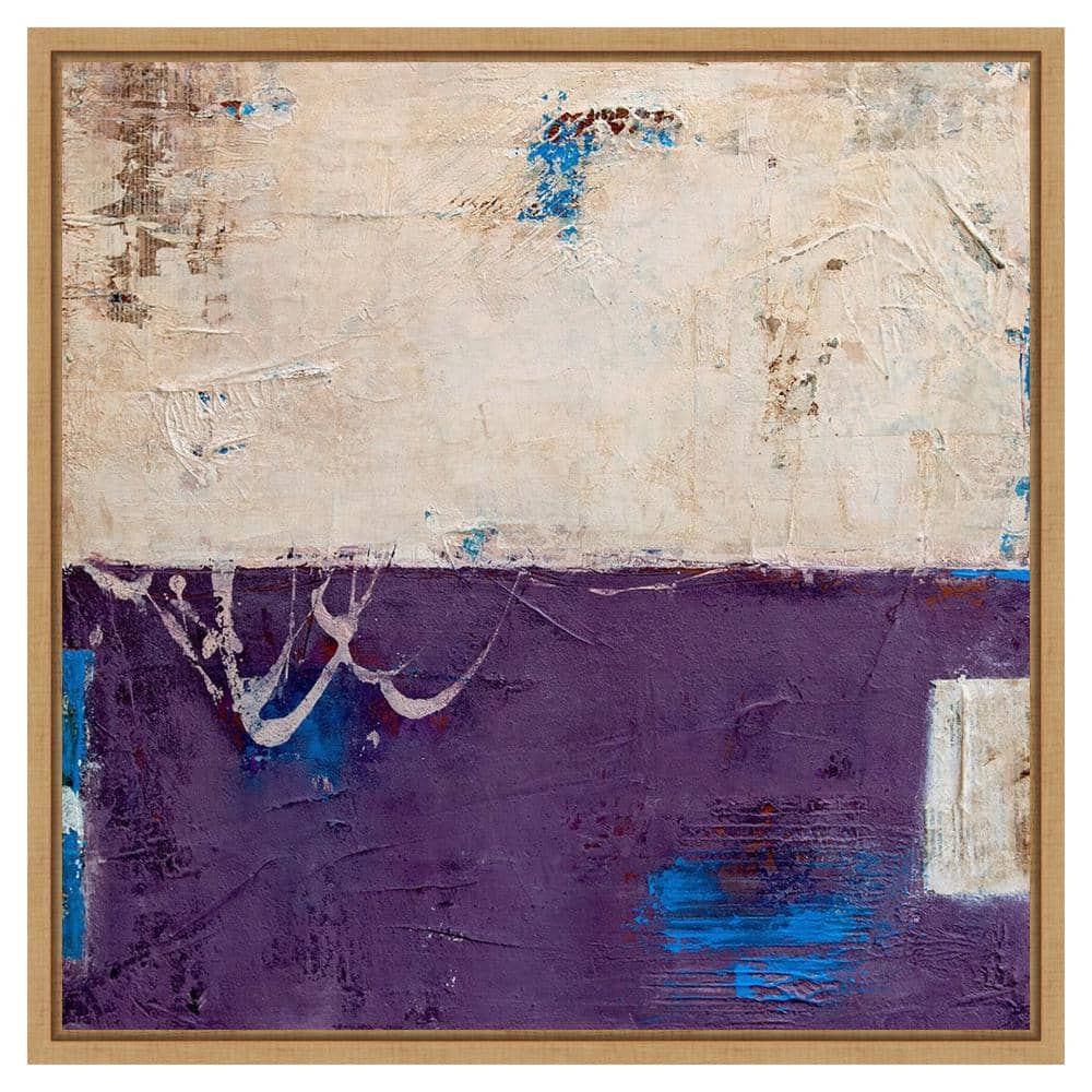 Erin Ashley Abstract Purple and Cream Canvas Wall Art with Maple Frame