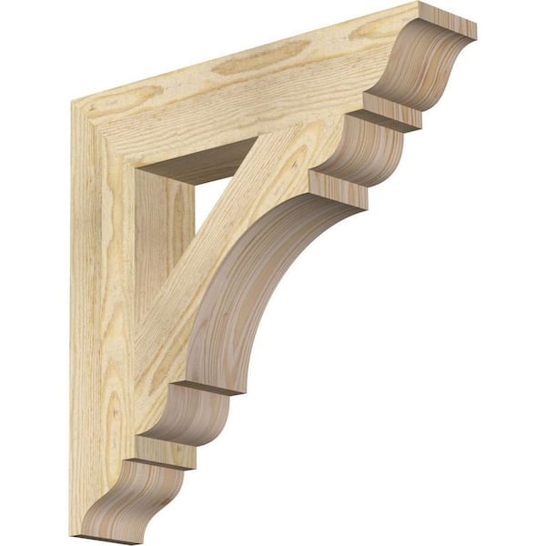 Ekena Millwork 4 in. x 20 in. x 20 in. Douglas Fir Olympic Traditional Rough Sawn Bracket