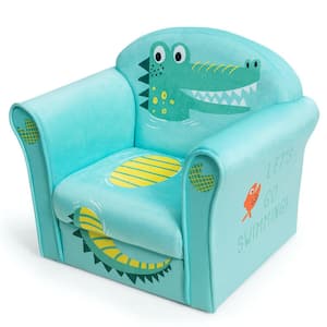 Kids Crocodile Sofa Children Armrest Couch Upholstered Chair in Green