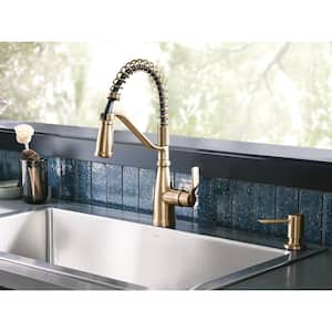 Nolia Single-Handle Pre-Rinse Spring Pulldown Sprayer Kitchen Faucet with Power Boost in Bronzed Gold