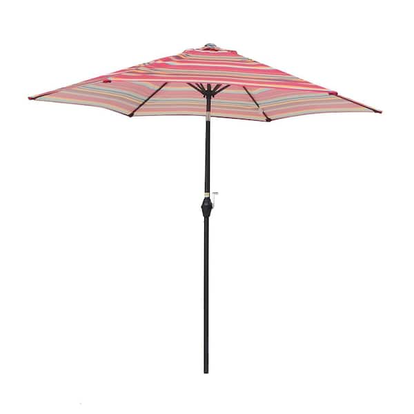 Boosicavelly 9 ft. x 9 ft. Outdoor Patio Red Striped Umbrella with Crank and Tilt