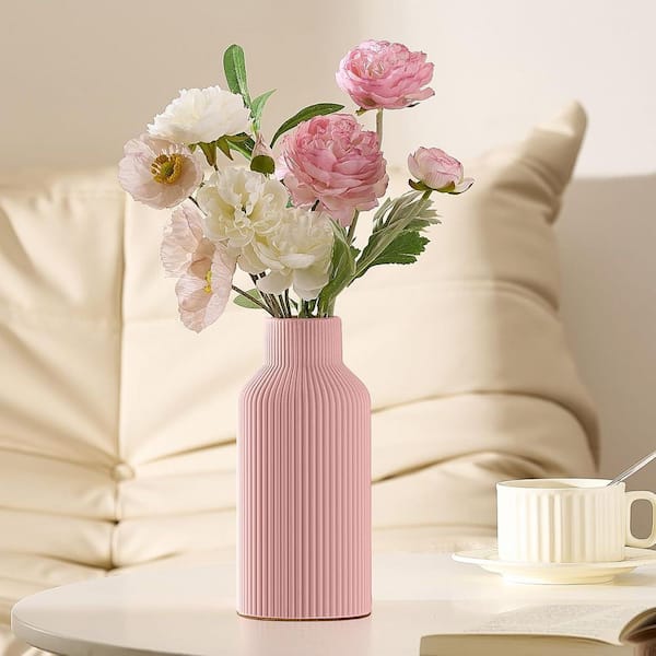 8.2 in. Pink Ceramic Decorative Vase YJ00627 - The Home Depot