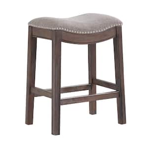 Williston 26 in. Rectangle Dark Brown Backless Wood Counter Height Stool with Cushioned Seat