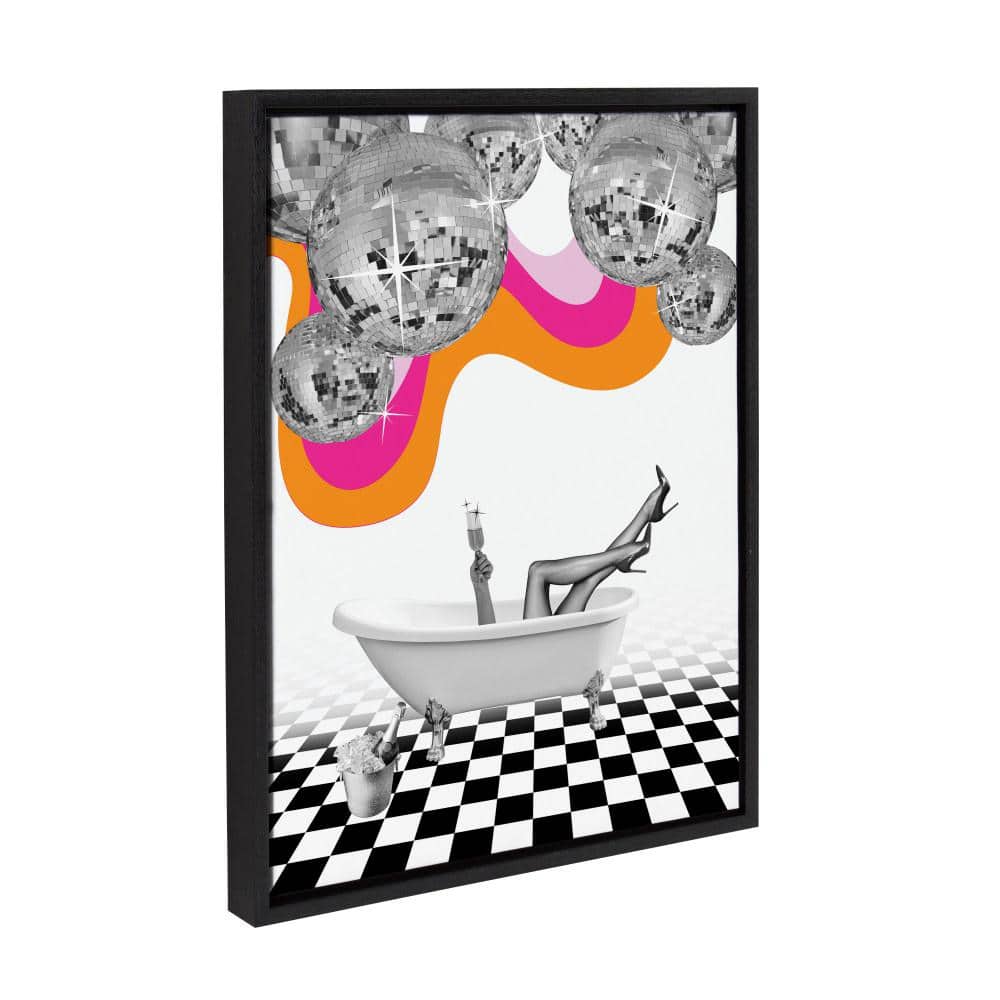 Colorful Disco Bathtub Canvas Print with Black Frame, 18x24