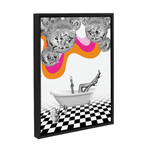 Kate and Laurel Sylvie Disco Bathtub Framed Canvas by Honey Island Studio (Set of 1) Culture Art Print 18.00 in. x 24.00 in.