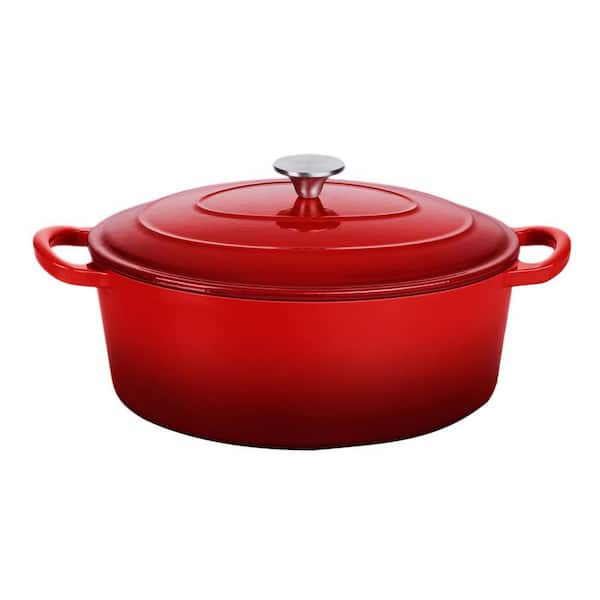 5 qt. Oval Enameled Cast Iron Dutch Oven Blue with Lid Nonstick Casserole for Induction Gas Electric Oven Cooking