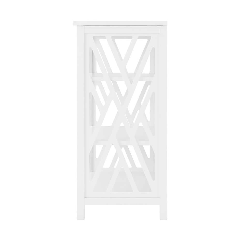 White Wood Adjustable Over-the-Toilet Bath Storage Shelf