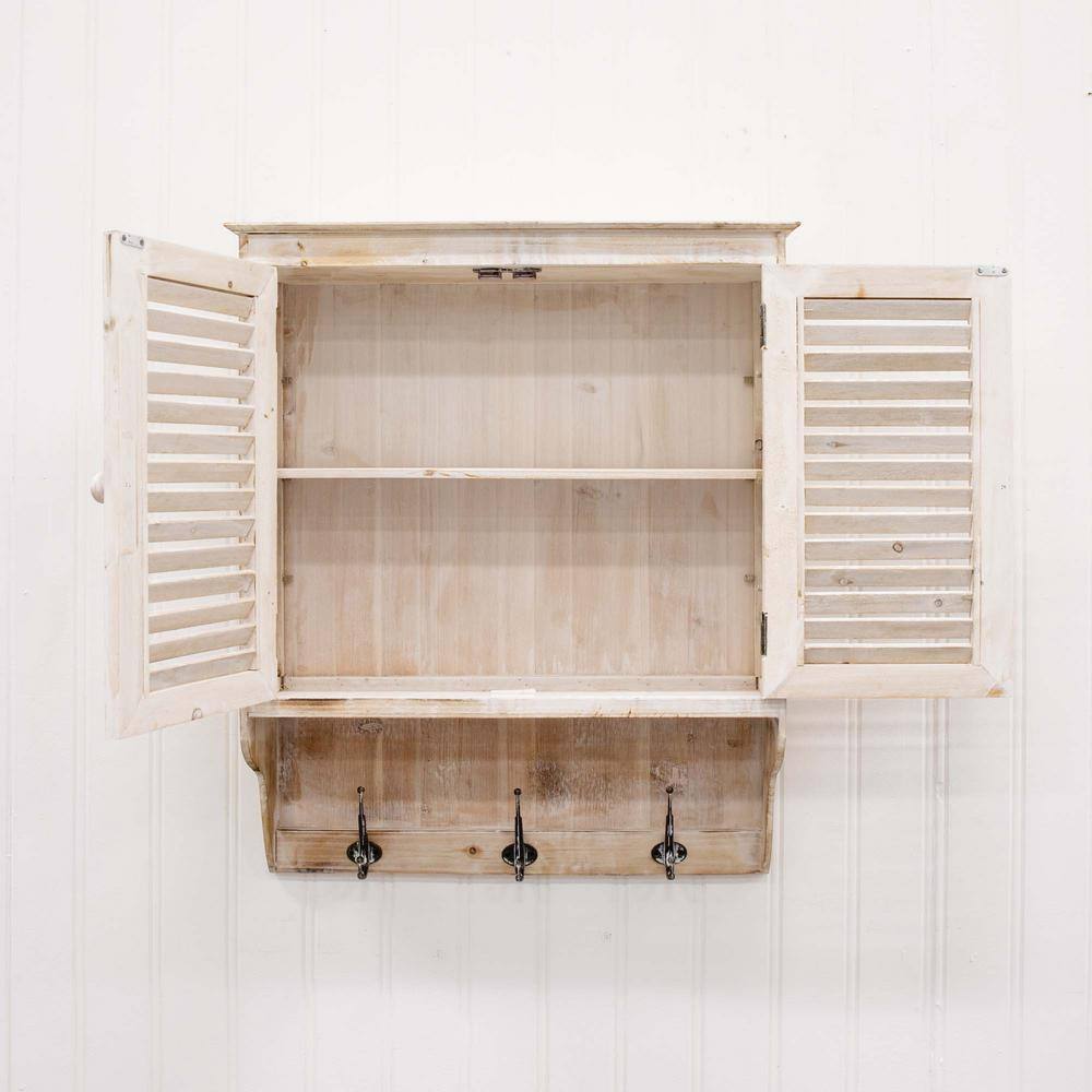 32" White Washed Weathered Wall Mounted Medicine Cabinet
