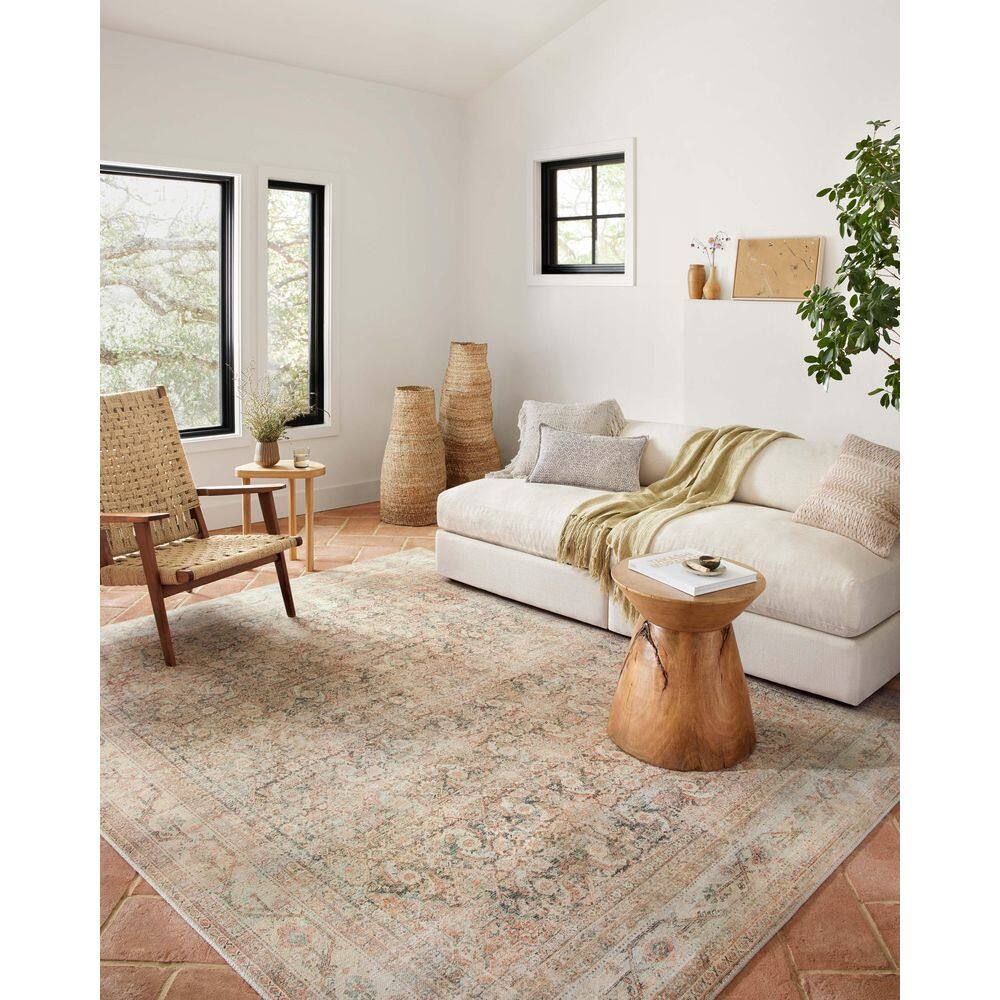 Adrian Ivory and Apricot Stain-Resistant Synthetic Area Rug