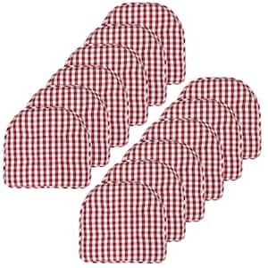 Buffalo Checkered Memory Foam 17 in. x 16 in. U-Shaped Non-Slip Indoor/Outdoor Chair Seat Cushion Wine/White (12-Pack)