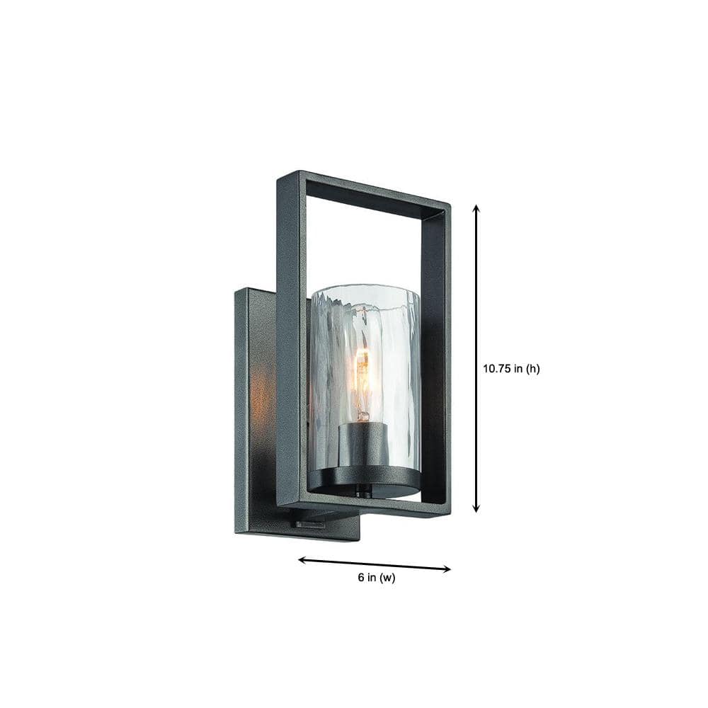 Charcoal Rain Glass 10.75" Wall Sconce with Vintage Edison Bulb