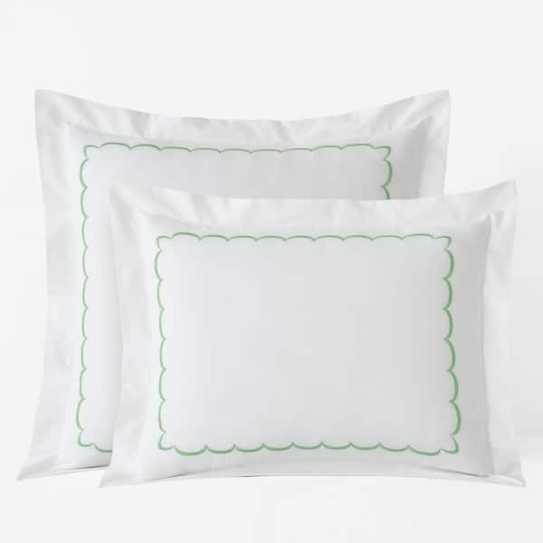 Company Cotton Scallop Green Cotton Percale Euro Sham