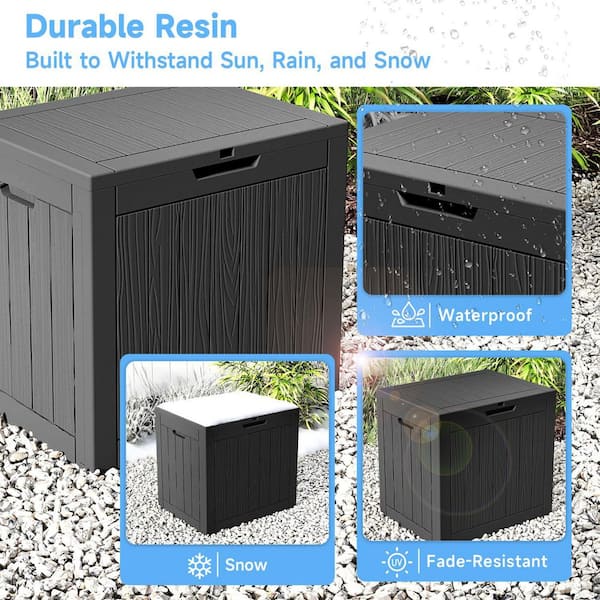 LuckByte 30 Gal. Resin Deck Box Outdoor Storage Box with high