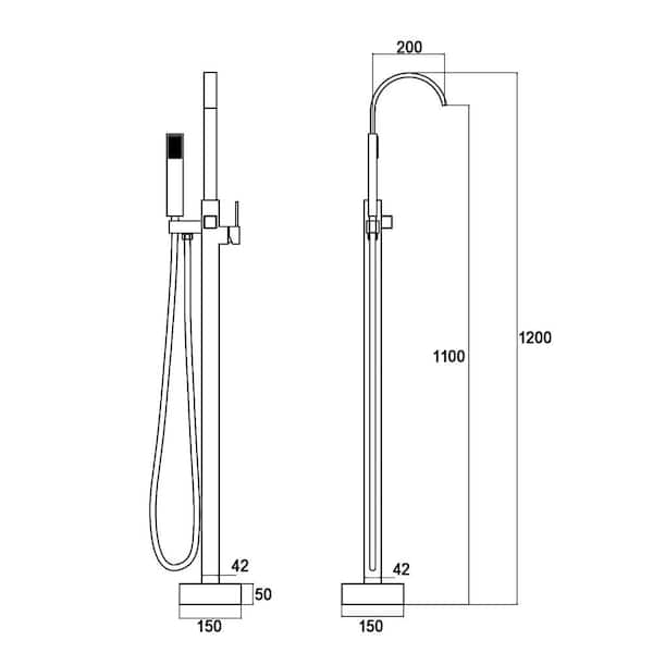 Single-Handle Classical Freestanding Bathtub Faucet with Hand Shower in Brushed Nickel