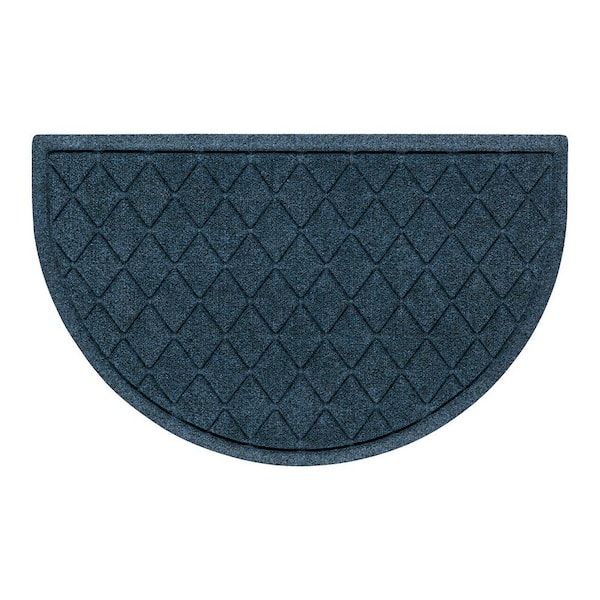 Bungalow Flooring Waterhog Argyle 24 in. x 39 in. Indoor Outdoor PET Polyester Half Round Doormat Navy