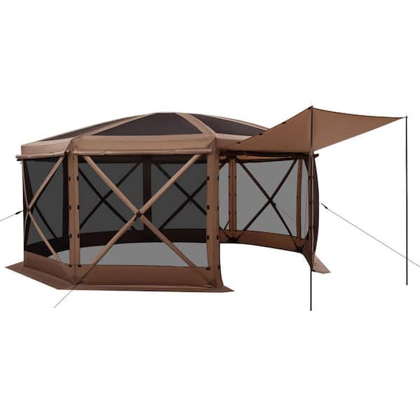 Pop up Gazebo Screen Tent, 15 x 15 ft. Large 8-Sided Camping Canopy Tent with Removable Top and Carry Bag