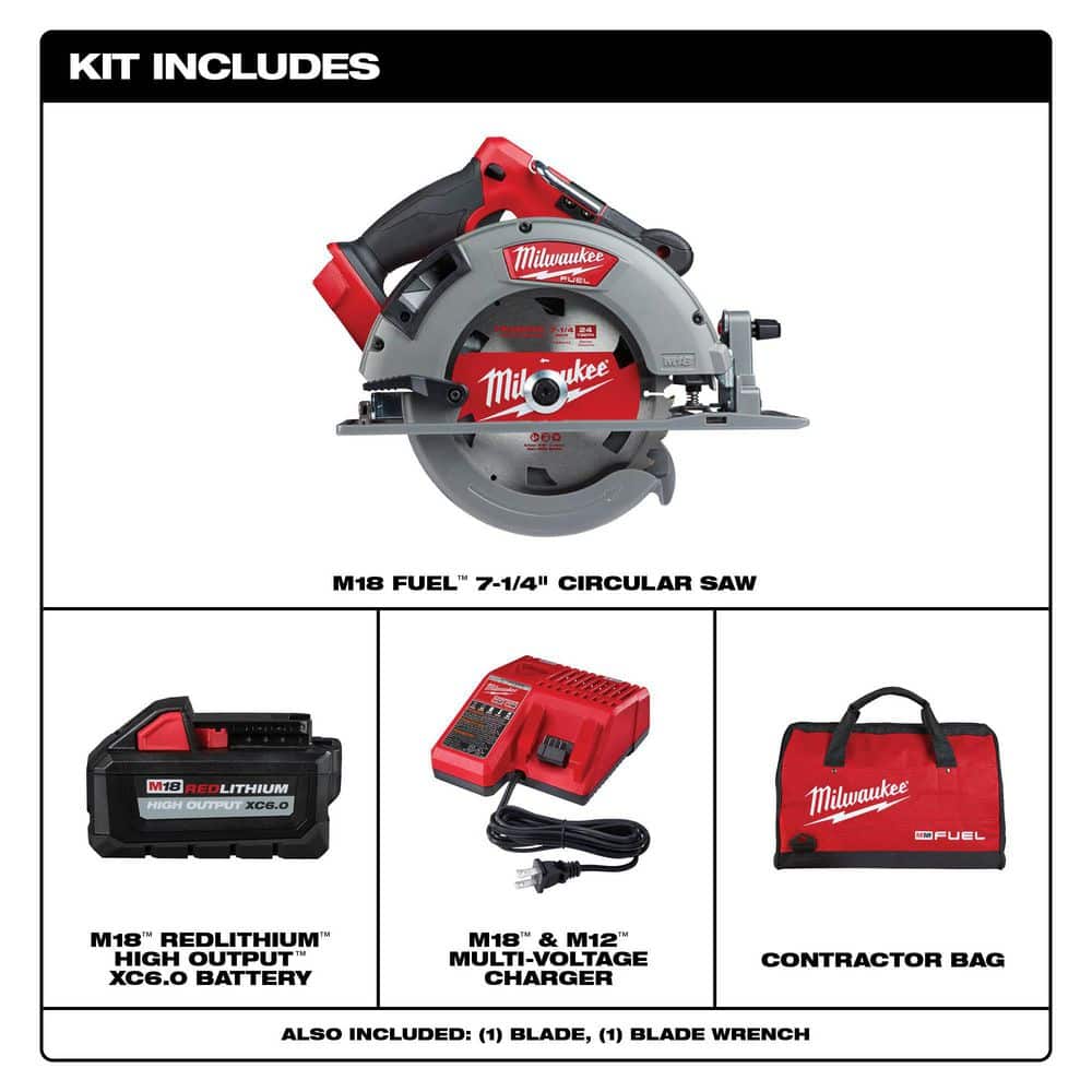 Milwaukee M18 FUEL 7-1/4 Inch Cordless Circular Saw Kit Brushless With REDLITHIUM Battery