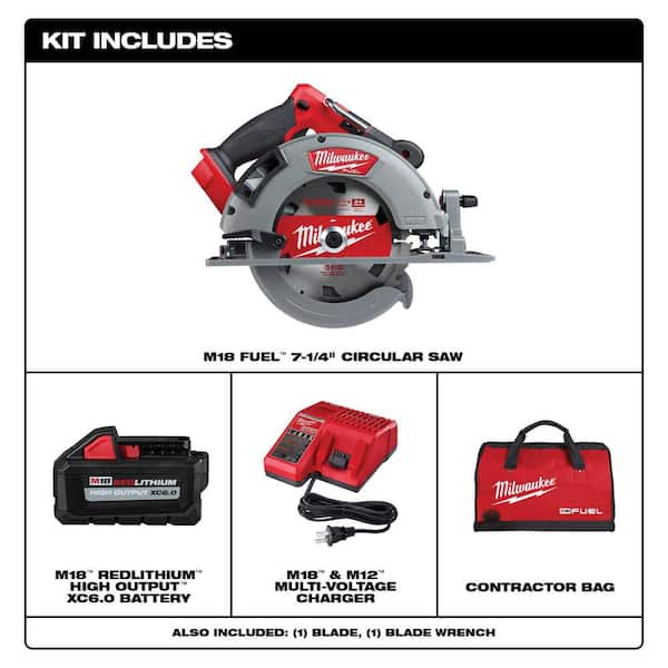 Milwaukee - M18 FUEL 18-Volt Lithium-Ion Brushless Cordless 7-1/4 in. Circular Saw Kit with One 6.0Ah Battery, Charger, Case